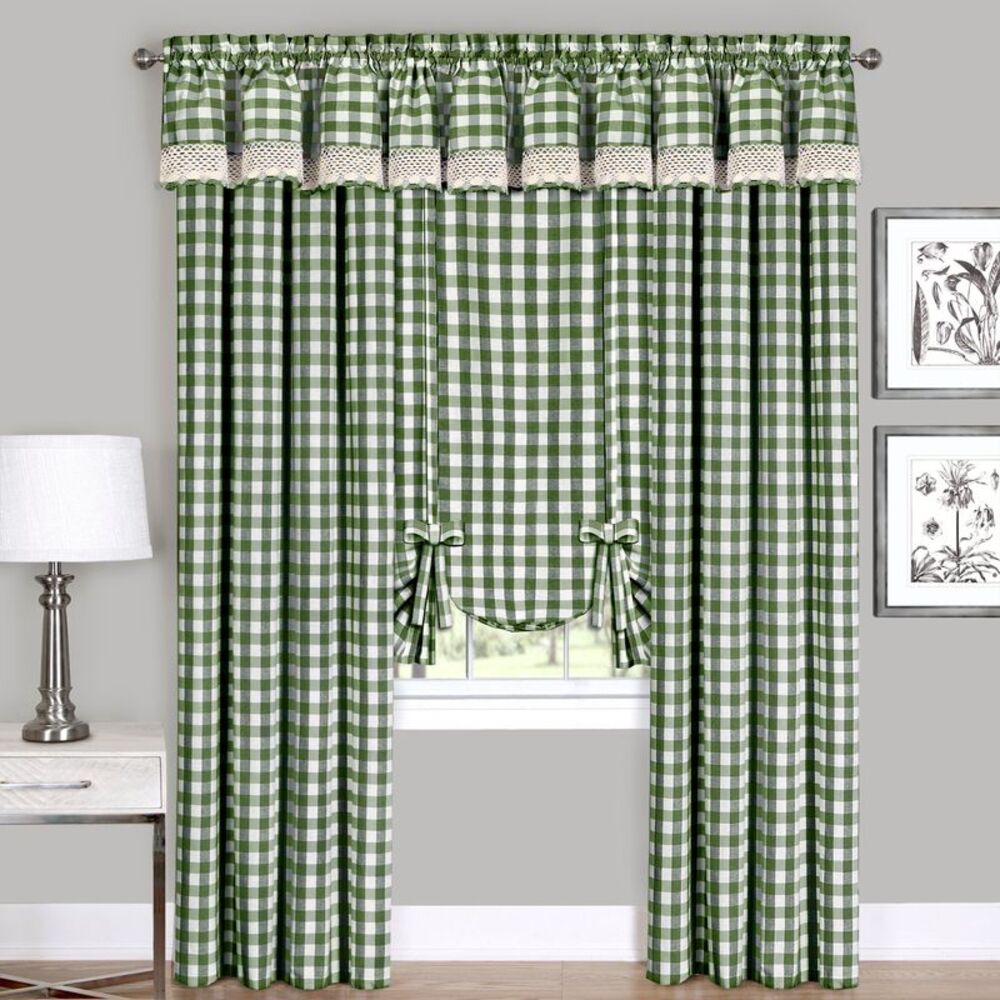 Ben&Jonah Collection Buffalo Check Window Curtain Panel - 42x63 - Sage